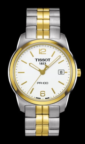Tissot PR 100 Quartz 38 Stainless Steel / Yellow Gold PVD / White / Bracelet
