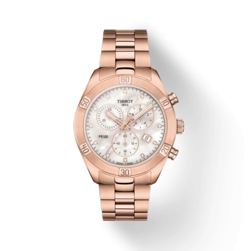 Tissot PR 100 Sport Chic Chronograph 38 Rose Gold PVD / MOP / Bracelet