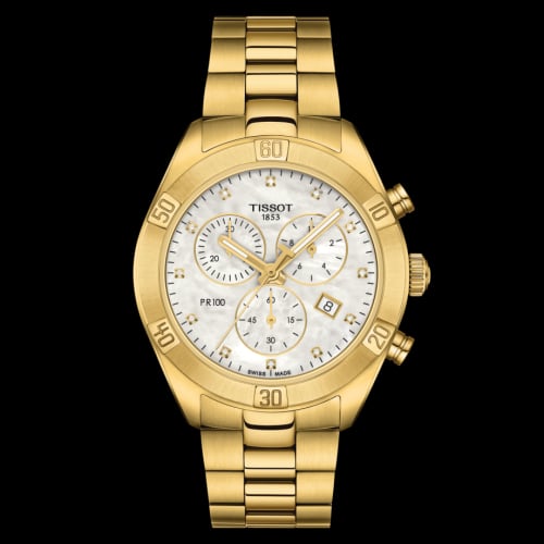 Tissot PR 100 Sport Chic Chronograph 38 Yellow Gold / MOP / Bracelet
