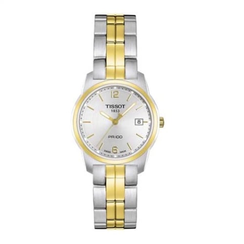 Tissot PR 100 Quartz 24.5 Stainless Steel / Yellow Gold PVD / Silver / Bracelet