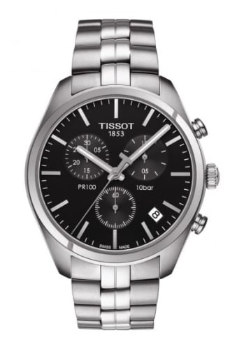 Tissot PR 100 Chronograph Quartz 41 Stainless Steel / Black / Bracelet