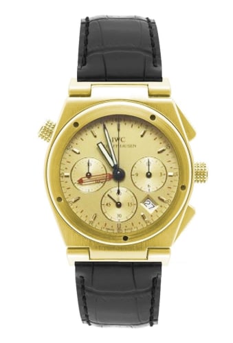 IWC Schaffhausen Ingenieur Mecaquartz Chronograph Alarm Yellow Gold / Champagne / Strap