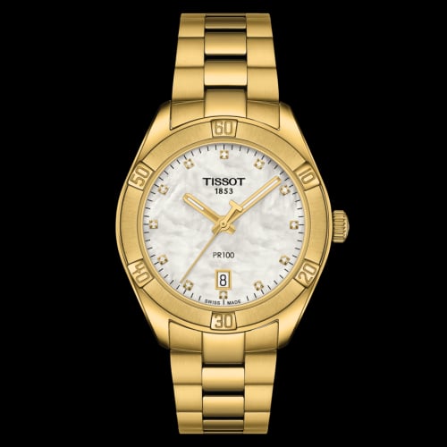 Tissot PR 100 Sport Chic 36 Yellow Gold PVD / MOP / Bracelet