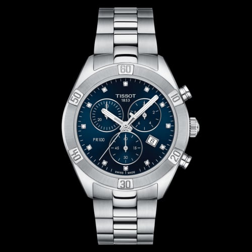 Tissot PR 100 Sport Chic Chronograph 38 Stainless Steel / Blue / Bracelet