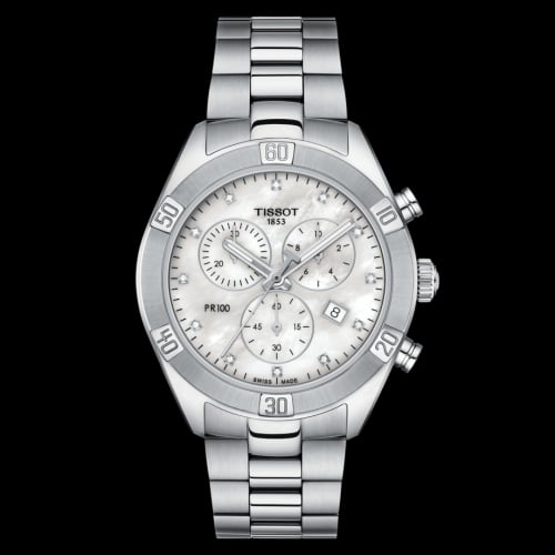 Tissot PR 100 Sport Chic Chronograph 38 Stainless Steel / MOP / Bracelet