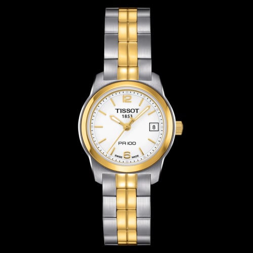Tissot PR 100 Quartz 24.5 Stainless Steel / Yellow Gold PVD / White / Bracelet