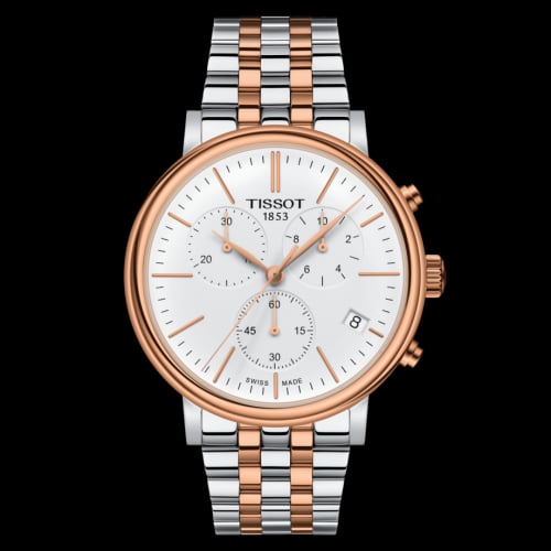 Tissot Carson Premium Chronograph Quartz 41 Stainless Steel / Rose Gold PVD / Silver / Bracelet