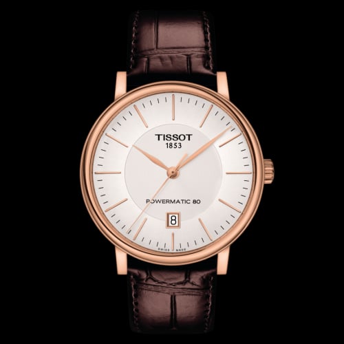Tissot Carson Premium Powermatic 80 Rose Gold PVD / Silver / Strap
