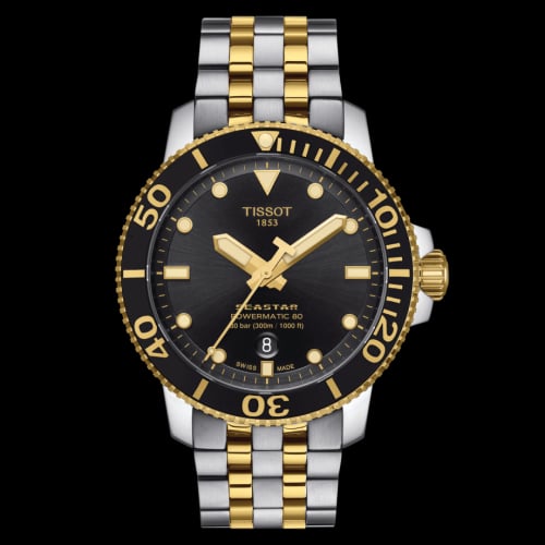 Tissot Seastar 1000 Powermatic 80 43 Stainless Steel - Yellow Gold / Black / Bracelet