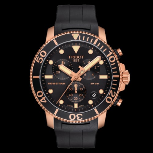 Tissot Seastar 1000 Chronograph Quartz 45.5 Rose Gold / Black / Rubber