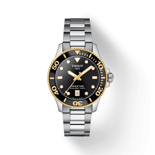 Tissot Seastar 1000 36 Quartz Stainless Steel - Yellow Gold / Black / Bracelet