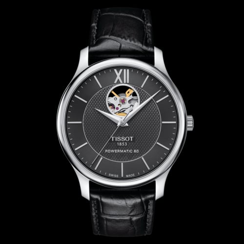 Tissot Tradition Powermatic 80 Open Heart 40 Stainless Steel / Black / Strap
