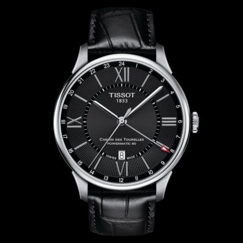 Tissot Chemin Des Tourelles Powermatic 80 GMT 42 Stainless Steel / Black / Strap