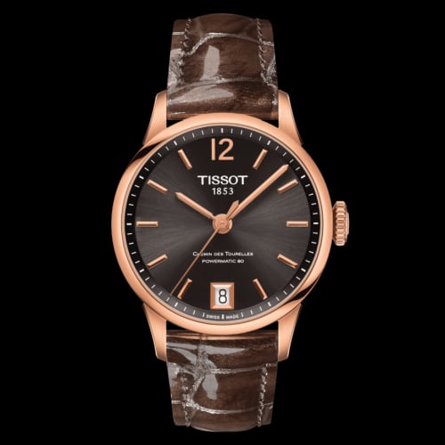 Tissot Chemin Des Tourelles Powermatic 80 32 Rose Gold PVD / Brown / Strap