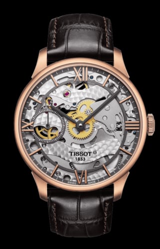 Tissot Chemin des Tourelles Squelette 42 Rose Gold PVD / Skeleton / Strap