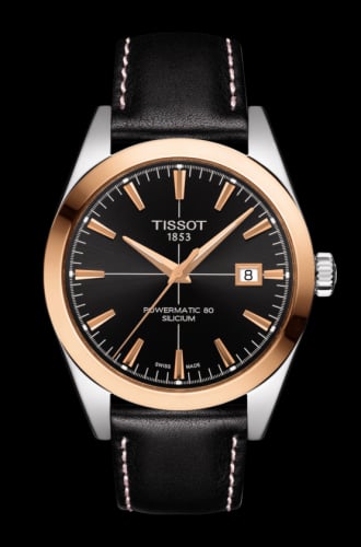 Tissot Gentleman Powermatic Stainless Steel / Red Gold / Brown / Strap