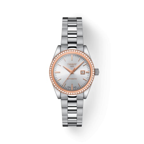 Tissot T-My Automatic Stainless Steel - Red Gold - Diamond / Silver