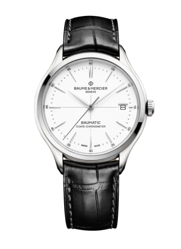 Baume & Mercier Clifton Baumatic Stainless Steel / White / Alligator / COSC