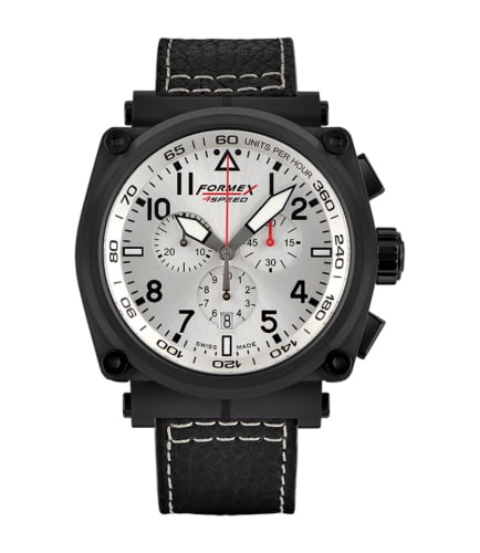 Formex Pilot Quartz Chronograph PVD / Silver / Calf