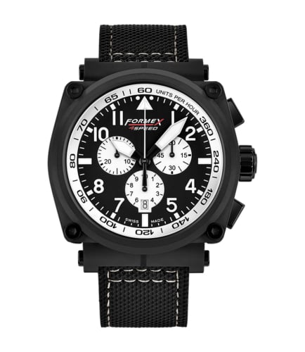 Formex Pilot Quartz Chronograph PVD / Black - White / Calf