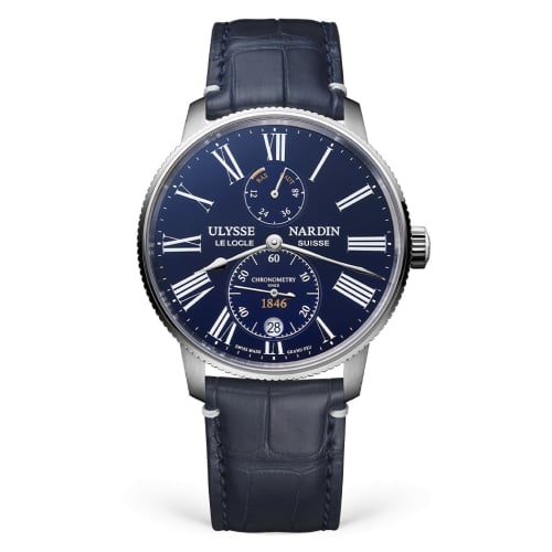Ulysse Nardin Marine Torpilleur Stainless Steel / Blue Enamel / Alligator
