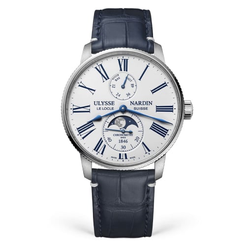 Ulysse Nardin Marine Torpilleur Moonphase Stainless Steel / White / Alligator