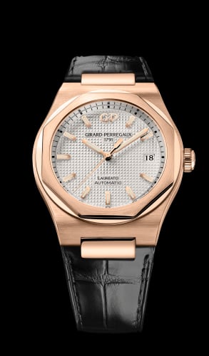 Girard-Perregaux Laureato 38 Automatic Pink Gold / Silver / Alligator