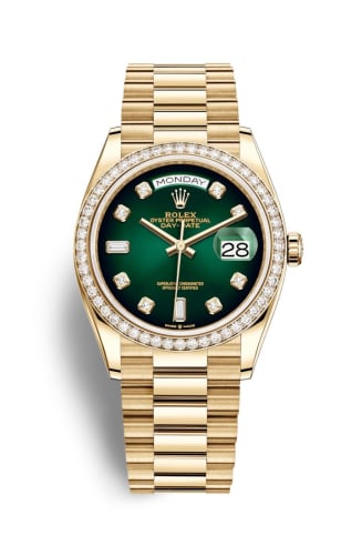 Rolex Day-Date 36 Yellow Gold / Diamond / Green Ombré - Diamond / President