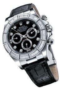 Rolex Daytona White Gold 24 Baguette Strap Black Diamond