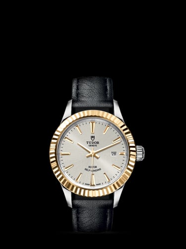 Tudor Style 28 Stainless Steel / Yellow Gold / Fluted / Silver / Strap