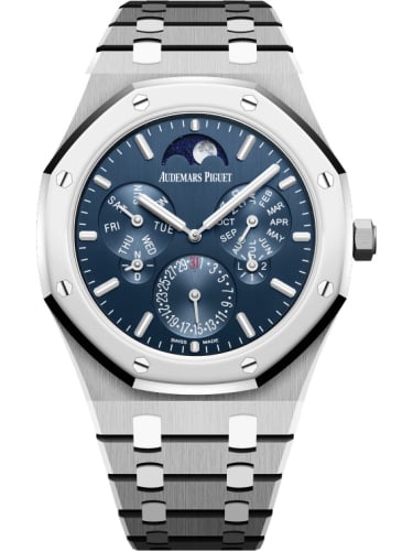 Audemars Piguet Royal Oak Perpetual Calendar Ultra Thin Titanium - Platinum / Blue / Bracelet