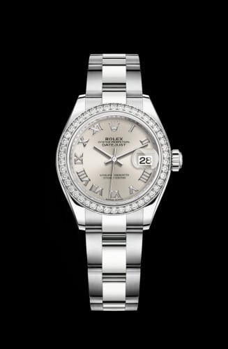 Rolex Lady-Datejust 28 Stainless Steel / Diamond / Silver - Roman / Oyster