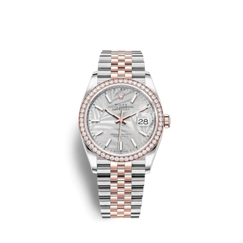 Rolex Datejust 36 Stainless Steel / Everose / Diamond / Silver - Palm / Jubilee