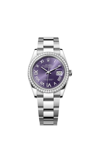 Rolex Datejust 36 Stainless Steel - Diamond / Aubergine Roman Diamond / Oyster