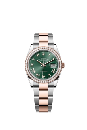 Rolex Datejust 36 Stainless Stainless Steel - Everose - Diamond / Mint Green Roman / Oyster