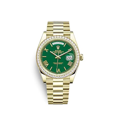 Rolex Day-Date 40 Yellow Gold - Diamond / Green - Roman