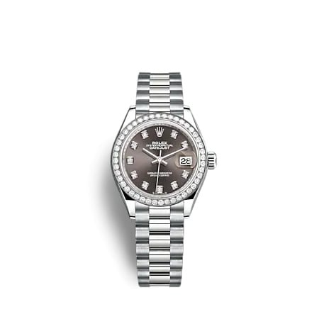 Rolex Lady-Datejust 28 White Gold - Diamond / President / Grey - Diamond