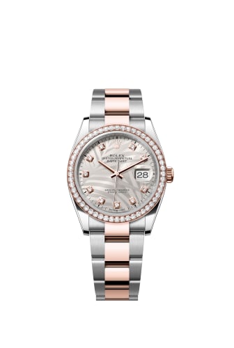 Rolex Datejust 36 Stainless Steel / Everose / Diamond / Silver - Palm - Diamond / Oyster