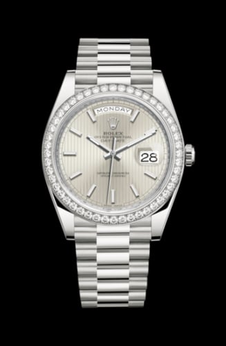 Rolex Day-Date 40 White Gold - Diamond / Silver Tuxedo