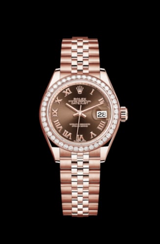 Rolex Lady-Datejust 28 Everose Diamond / Jubilee / Chocolate Roman