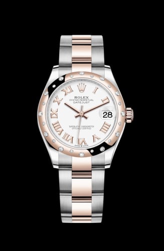 Rolex Datejust 31 Stainless Steel/ Rose Gold / Domed - Diamond / White - Roman / Oyster