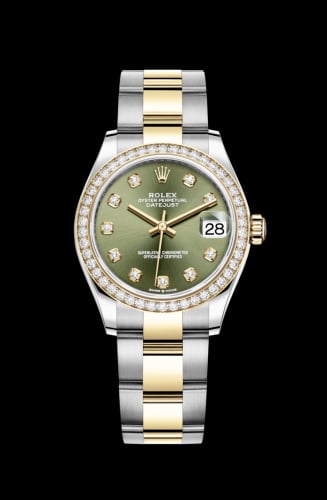 Rolex Datejust 31 Stainless Steel / Yellow Gold / Diamond / Olive - Diamond / Oyster