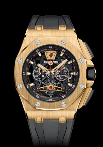 Audemars Piguet Royal Oak Offshore Tourbillon Chronograph Openworked Yellow Gold / Rubber