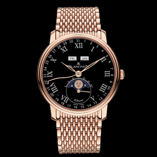 Blancpain Villeret Quantieme Complet 8 Jours Red Gold / Black Enamel / Bracelet