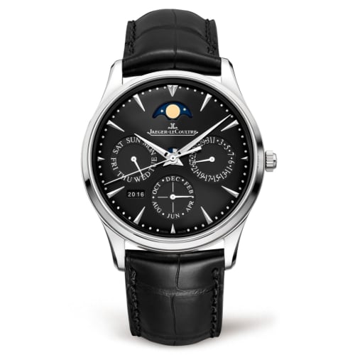 Jaeger-LeCoultre Master Ultra Thin Perpetual Stainless Steel / Black / Alligator