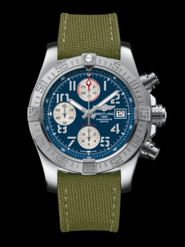 Breitling Avenger II Stainless Steel / Mariner Blue / Military / Pin