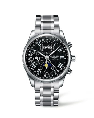 Longines Master Collection 42 Chronograph Calendar Stainless Steel / Black-Roman / Bracelet