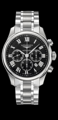 Longines Master Collection 44 Chronograph Stainless Steel / Black-Roman / Bracelet