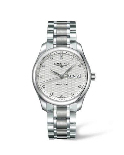 Longines Master Collection 38.5 Day Date Stainless Steel / Silver-Diamond / Bracelet