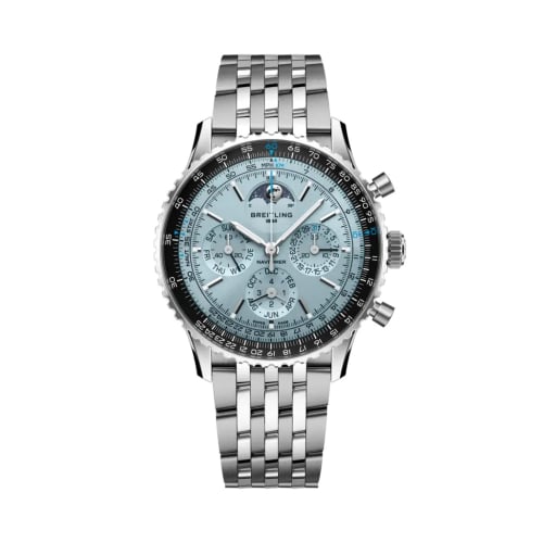 Breitling Navitimer B19 Chronograph 43 Perpetual Calendar Stainless Steel - Platinum / Ice Blue / Bracelet
